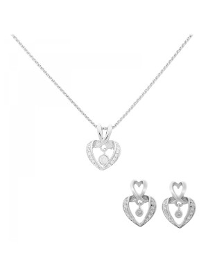 Loreta Argent Set: Collier-Pendentif + Boucles d'oreilles SET-7126