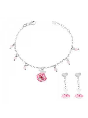 Cute Argent Set: Bracelet + boucle d'oreille SET-7133