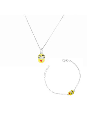 Minion Argent Set: Chaîne-Pendentif + Bracelet SET-7135/2