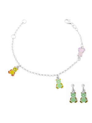 Bear Argent Set: Bracelet + boucle d'oreille SET-7140/GR