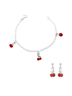 Apple Argent Set: Bracelet + boucle d'oreille SET-7149/1