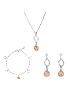 Maite Argent Set: Collier + Bracelet + Boucles d'oreilles SET-7376