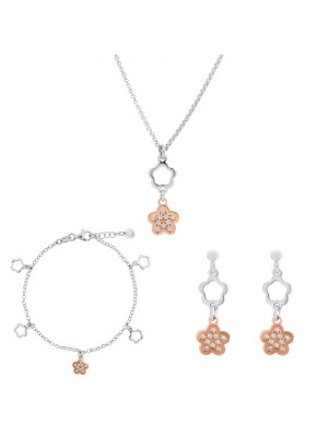 Nixie Argent Set: Collier + Bracelet + Boucles d'oreilles SET-7377