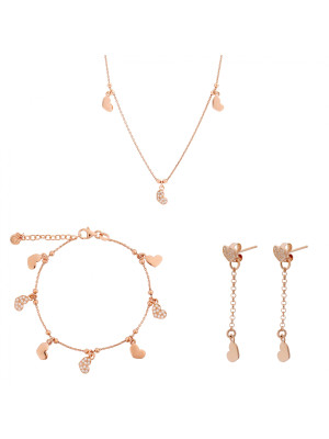 Elisa Argent Set: Collier + Bracelet + Boucles d'oreilles SET-7381