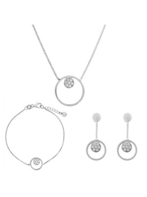 Alessia Argent Set: Collier + Bracelet + Boucles d'oreilles SET-7382