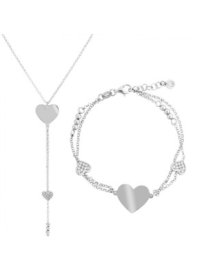 Heart Argent Set: Collier + Bracelet SET-7384