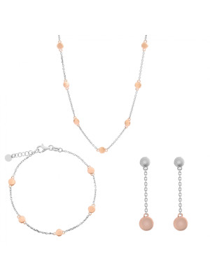 Aurelie Argent Set: Collier + Bracelet + Boucles d'oreilles SET-7385