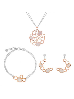 Maliya Argent Set: Collier + Bracelet + Boucles d'oreilles SET-7388