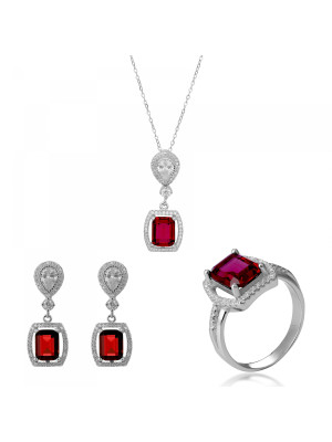 Enora Argent Set: Necklace + Earrings + Ring SET-7426/RU