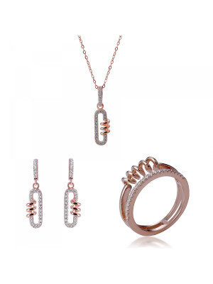 Gigi Argent Set: Necklace + Earrings + Ring SET-7438