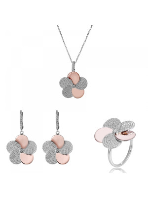 Fioni Argent Set: Necklace + Earrings + Ring SET-7452