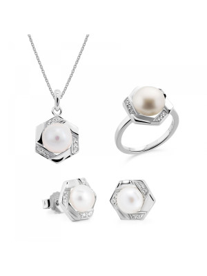 Aliva Argent Set: Necklace + Earrings + Ring SET-7469