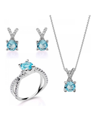 Maya Argent Set: Necklace + Earrings + Ring SET-7478/AQ