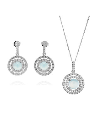 Rivera Argent Set: Collier-Pendentif + Boucles d'oreilles SET-7481/BC