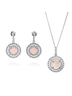 Rivera Argent Set: Collier-Pendentif + Boucles d'oreilles SET-7481/PC