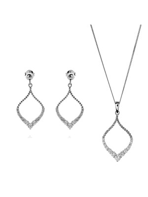 Grace Argent Set: Collier-Pendentif + Boucles d'oreilles SET-7493