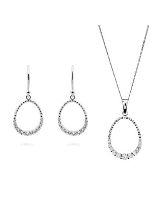 Aria Argent Set: Collier-Pendentif + Boucles d'oreilles SET-7494