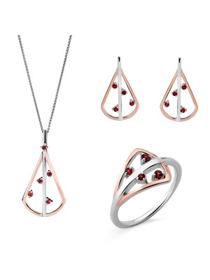 Sacha Argent Set: Necklace + Earrings + Ring SET-7496