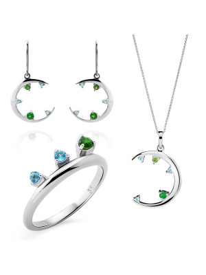 Eline Argent Set: Necklace + Earrings + Ring SET-7497