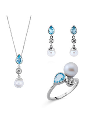 Lylou Argent Set: Necklace + Earrings + Ring SET-7498