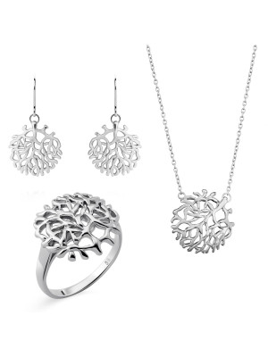 Flavie Argent Set: Necklace + Earrings + Ring SET-7502