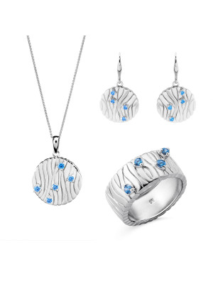 Babette Argent Set: Necklace + Earrings + Ring SET-7504