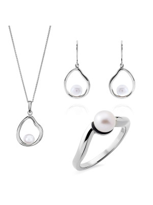 Baptiste Argent Set: Necklace + Earrings + Ring SET-7507