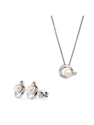 Mathilde Argent Set: Collier-Pendentif + Boucles d'oreilles SET-7510