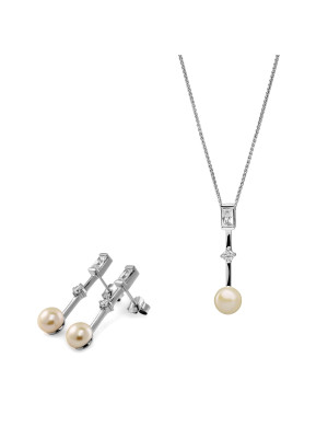 Maxime Argent Set: Collier-Pendentif + Boucles d'oreilles SET-7514