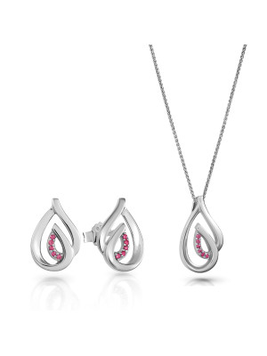 Dazzle Argent Set: Collier-Pendentif + Boucles d'oreilles SET-7518/R