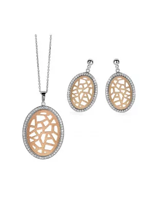 Argent Set: Collier-Pendentif + Boucles d'oreilles SET-064