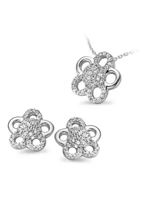 Argent Set: Collier-Pendentif + Boucles d'oreilles SET-5096