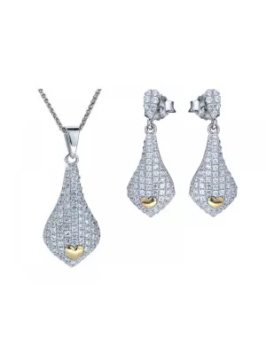 Argent Set: Collier-Pendentif + Boucles d'oreilles SET-5220