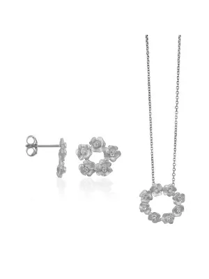 Argent Set: Collier-Pendentif + Boucles d'oreilles SET-5245