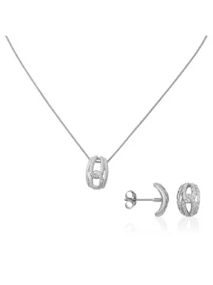 Argent Set: Collier-Pendentif + Boucles d'oreilles SET-5252