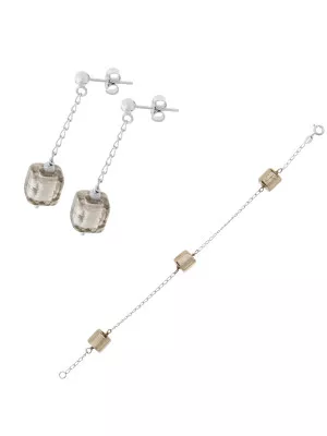 Argent Set: Bracelet + boucle d'oreille SET-5558