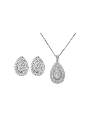 Argent Set: Collier-Pendentif + Boucles d'oreilles SET-5796