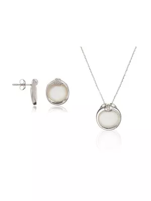 Argent Set: Collier-Pendentif + Boucles d'oreilles SET-5901