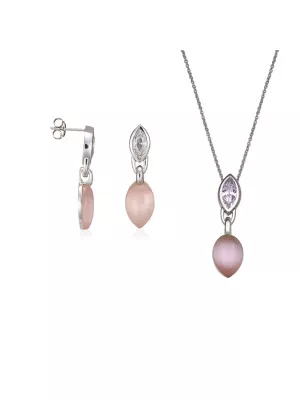 Argent Set: Collier-Pendentif + Boucles d'oreilles SET-5915