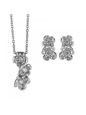 Argent Set: Collier-Pendentif + Boucles d'oreilles SET-6018