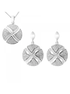 Argent Set: Collier-Pendentif + Boucles d'oreilles SET-6043