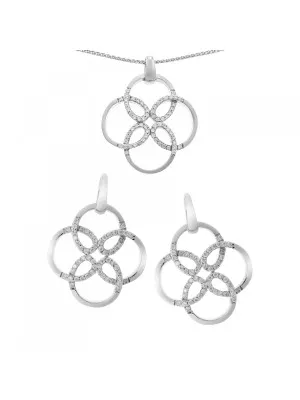 Argent Set: Collier-Pendentif + Boucles d'oreilles SET-6085