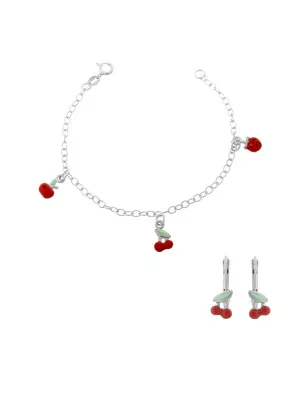 Apple Argent Set: Bracelet + boucle d'oreille SET-7149/2