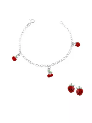 Apple Argent Set: Bracelet + boucle d'oreille SET-7149