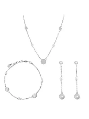 Milena Argent Set: Collier + Bracelet + Boucles d'oreilles SET-7379