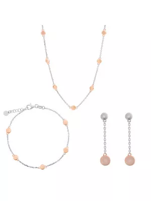 Aurelie Argent Set: Collier + Bracelet + Boucles d'oreilles SET-7385