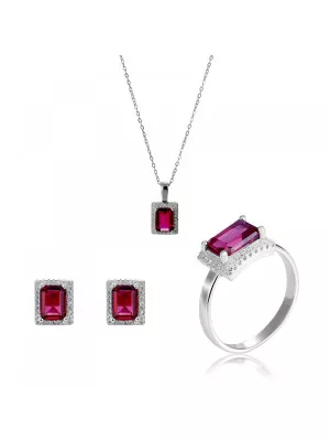 Enora Argent Set: Necklace + Earrings + Ring SET-7425/RU