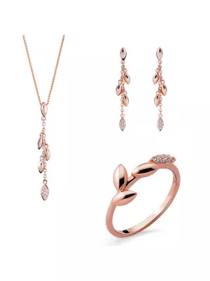 Loana Argent Set: Necklace + Earrings + Ring SET-7505/RG