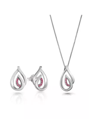 Dazzle Argent Set: Collier-Pendentif + Boucles d'oreilles SET-7518/R