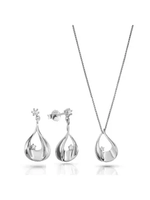 Etoile Argent Set: Collier-Pendentif + Boucles d'oreilles SET-7524